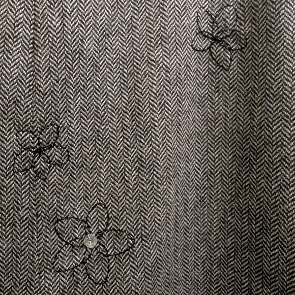 Jones New York Country Wool Blend Black/White Herringbone Embroidered Skirt- 6 - Picture 5 of 12